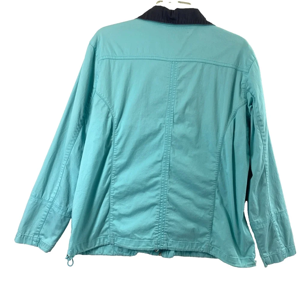 Activology Jacket Womens Large Turquoise Blue Gray Full Zip‎ Snap Up Lightweight